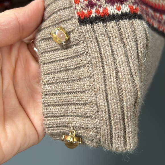 Talbots Nordic Fair Isle Wool Blend Fall Inspired Cardigan Sweater Size L - Picture 6 of 10